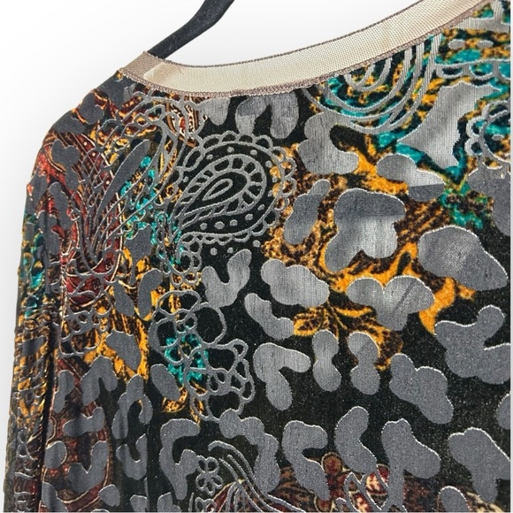 Papillon Blanc Y2K Sheer & Velour Long Sleeve Top XL - Picture 4 of 5